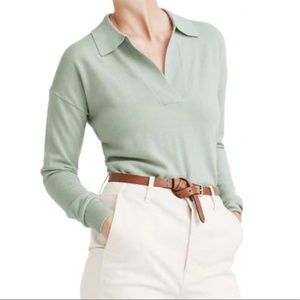 Madewell 100% Merino Wool Collared Pullover Polo Sweater in Seafoam Gree…